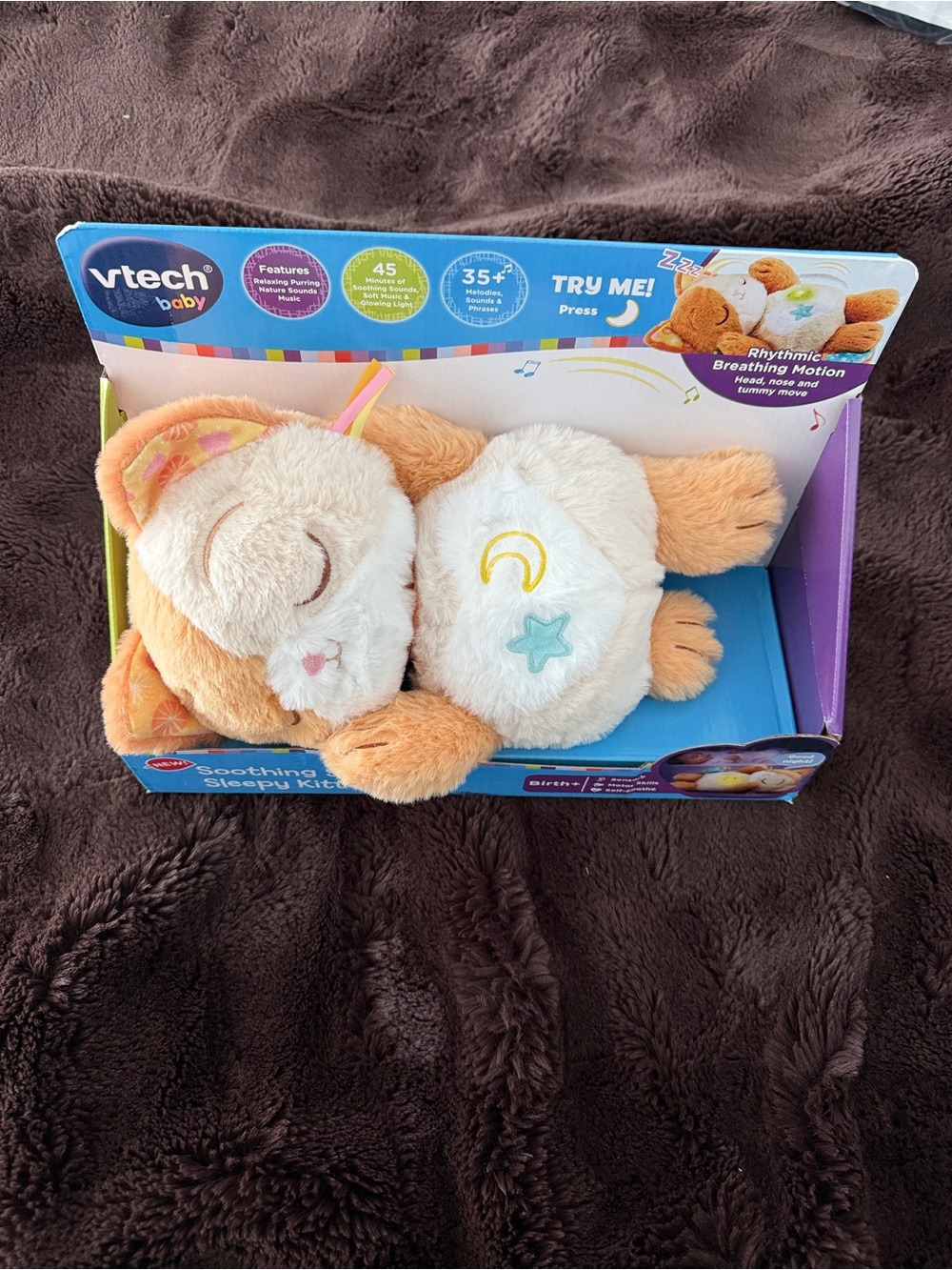 Vtech Soothing Sleepy Kitten Plush - Cream & Tan